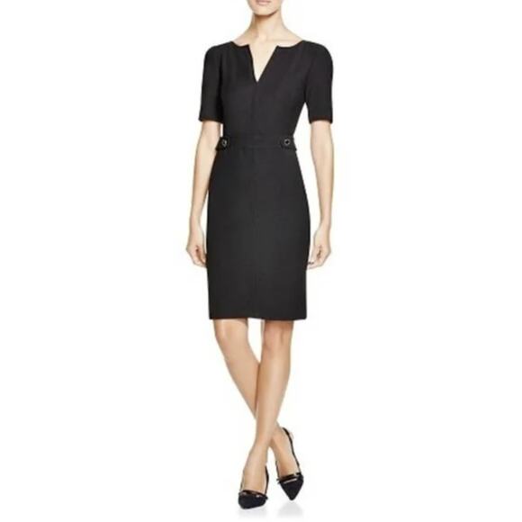 TORY BURCH Lydia Wool Crepe Sheath Dress Black LBD {R39}